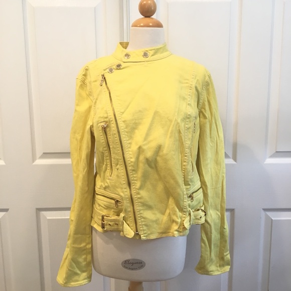 ✨HP✨ Lauren Jeans Co Yellow Moto Jacket - Picture 2 of 6